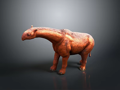 Game Movie Dinosaur Character 3D Model with Brown Skin Long Neck and Stocky Body 3d model