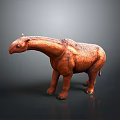 Game Movie Dinosaur Character 3D Model with Brown Skin Long Neck and Stocky Body