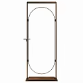 Elegant Full Length Floor Mirror with Metal Frame and Wooden Side Table