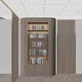 Modern Wooden Bookcase Interior Design With Layered Shelves Books And Built-in Lighting