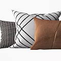 Modern Decorative Throw Pillows With Brown And Black White Checkered Geometric Patterns 3d model