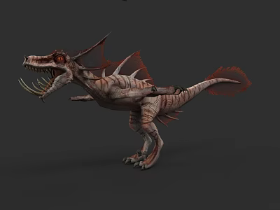Realistic Aquatic Animal 3D Model With Sharp Teeth Dorsal Fin And Fierce Pose 3d model