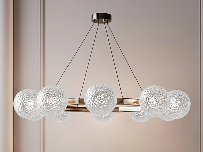 Modern Chandelier With Transparent Spherical Lampshades And Metal Frame Design 3d model