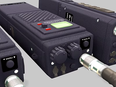 Black Doorbell Intercom Design Featuring Buttons Knobs Display Screen And Connecting Cable 3d model