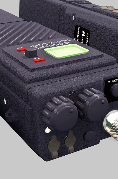 Black Doorbell Intercom Design Featuring Buttons Knobs Display Screen And Connecting Cable 3d model