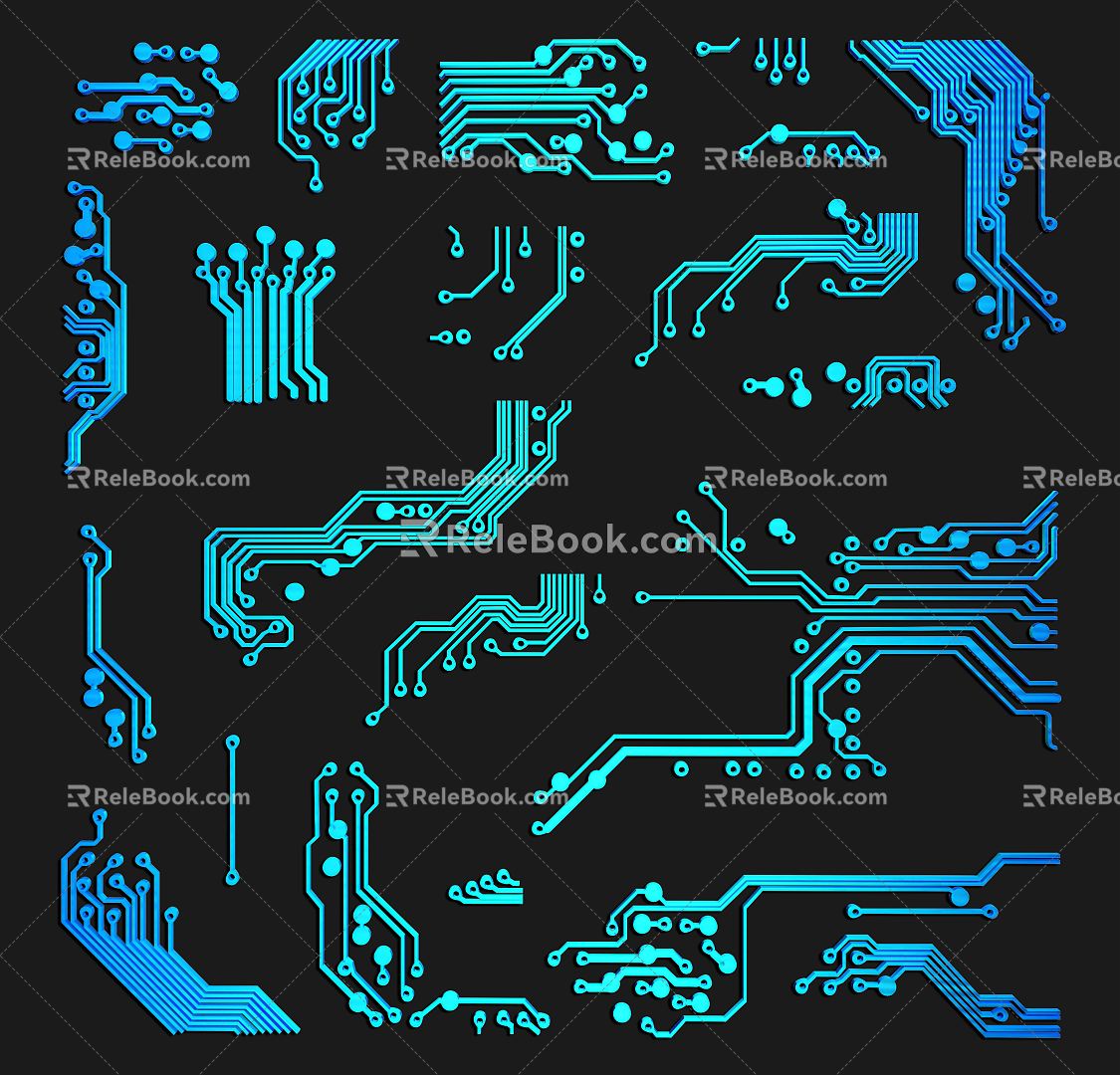 Modern science and technology line science and technology line elements 3d model