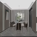 Elegant Modern New Chinese Style Living And Dining Room With Comfortable Sofas And Marble Floors