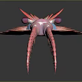 Pink Insect Like Creature 3D Model with Long Antennae Segmented Body and Wing Structures