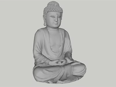 Traditional Seated Buddha Sculpture Carved With Detailed Hand Mudra Design 3d model