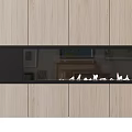 Modern Fireplace Interior Design with Wooden Panels and Glass Front Flames