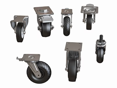 Various Types of Industrial Casters with Brake and Heavy Duty Wheels 3d model