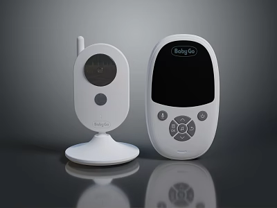 Babylo White Baby Monitor Devices With Digital Display And Handheld Screen 3d model