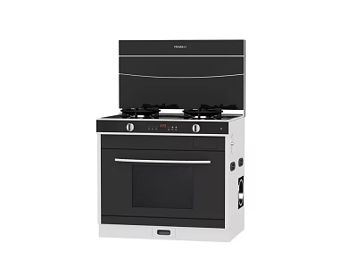 Integrated Kitchen Appliance With Gas Stove Range Hood And Oven Design 3d model