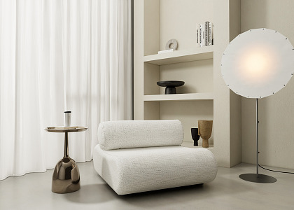 Modern Single Sofa Lounge Chair Floor Lamp 3d model