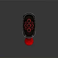 Futuristic Sci Fi Weapon With Red Brown Body And Blue Glowing Multiple Barrels