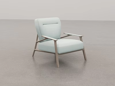 Modern Light Blue Lounge Chair With Metal Armrests Sturdy Frame And Minimalist Design 3d model