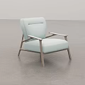 Modern Light Blue Lounge Chair With Metal Armrests Sturdy Frame And Minimalist Design