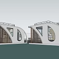 Modern Boutique Guesthouse Architecture On Water With Curved Design And Large Windows