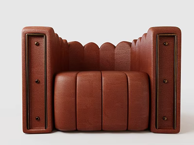 Light Luxury Single Person Sofa Full Leather Casual Chair Full Leather Sofa 3d model