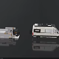 White Van With Solar Panels And Detachable Kitchen Module Extension