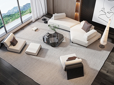 Modern sofa coffee table combination model