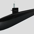 Modern Black Submarine Military Vessel with Conning Tower and Periscope