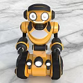Smart Robot With Yellow And Black Body Large Eyes And Tracked Base