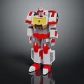 Red White And Yellow Mechanical Robot Character In Standing Pose 3d model