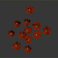 Vibrant Red Flowers Arrangement on Gray Background with Reflections