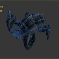 Detailed Fantasy Armored Creature With Spiked Limbs Glowing Blue Eyes And Exoskeleton