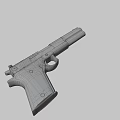 Modern Semi Automatic Pistol With Metallic Finish And Black Grip Design
