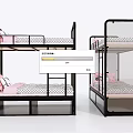 Black Frame Bunk Bed With Pink Pillows And Polka Dot Mattress For Kids Bedroom