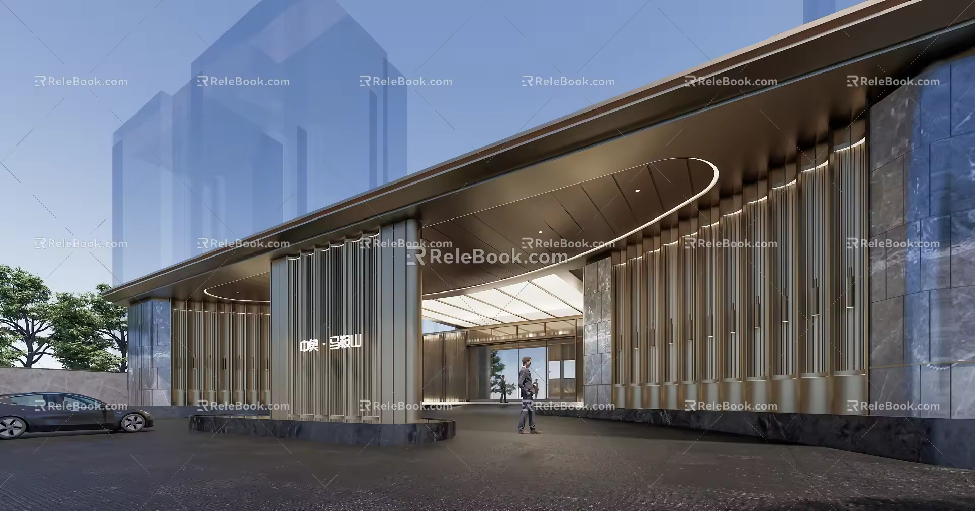 Modern Simple Sinking Courtyard Sales Department Club 3d model
