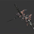 Futuristic Mech Warrior With Biomechanical Design Heavy Weaponry And Smoke Trails