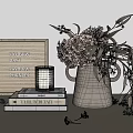 Elegant Decorative Ornament Set With Wooden Letter Board Hydrangea Vase Candle And Books
