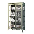 Light And Dark Glass Cabinets With Dishes Cups And Books For Home Interior