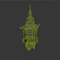Traditional Chinese Lantern With Intricate Carved Patterns And Pagoda Style Top
