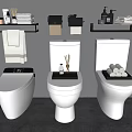 Different Types of White Toilet Designs with Wall Mounted Shelves and Bathroom Accessories