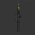 Military Mortar Launcher With Green Projectile And Metal Stand Structure