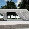 Linear landscape gallery landscape bench 3d model