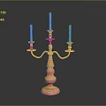 Copper Candelabra With Three Candle Holders Ornate Base And Curved Arms