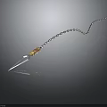 Sharp Throwing Weapon With Metal Chain Pointed Tip And Silver Design