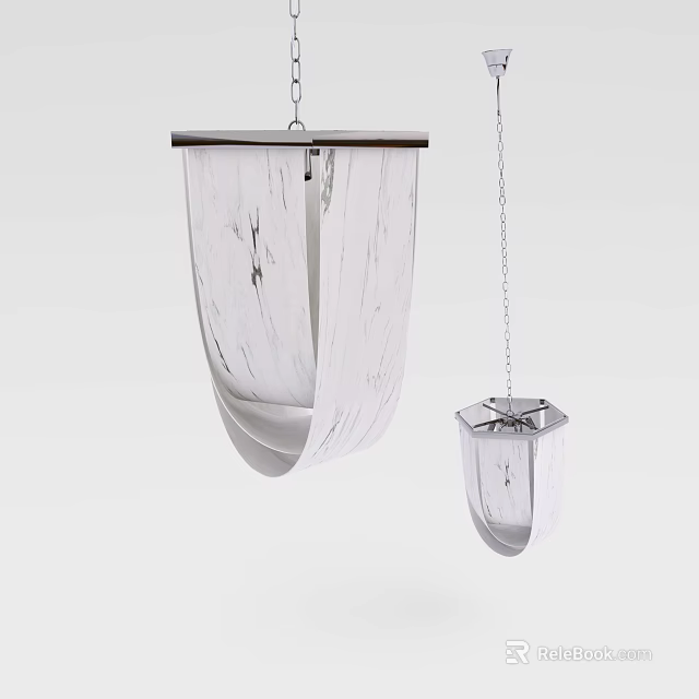Modern White Pendant Lights Hanging With Wood Grain Texture Rectangular And Geometric Design 3d model 
