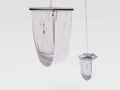 Modern White Pendant Lights Hanging With Wood Grain Texture Rectangular And Geometric Design 3d model