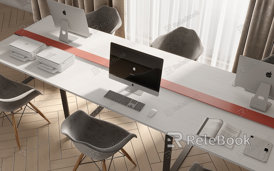 Office desk and chair combination model