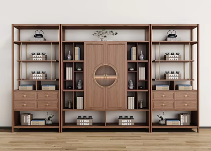 New Chinese Style Bookcase Bogu Rack Study Bookcase Finished Bookcase Combination 3d model