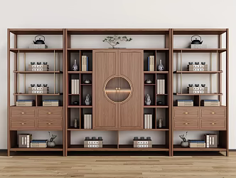 New Chinese Style Bookcase Bogu Rack Study Bookcase Finished Bookcase Combination 3d model