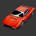 Red Sports Car With Streamlined Body Silver Wheels And Black Windows On Dark Background