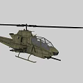 Military Helicopter With Rotors And Machine Gun On Gray Background