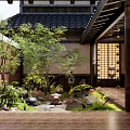 Japanese-style courtyard landscape 3d model